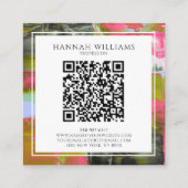 QRエレガントコードカラフル抽象芸術絵を描パターン スクエア名刺 (裏面)