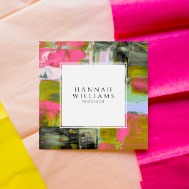 QRエレガントコードカラフル抽象芸術絵を描パターン スクエア名刺