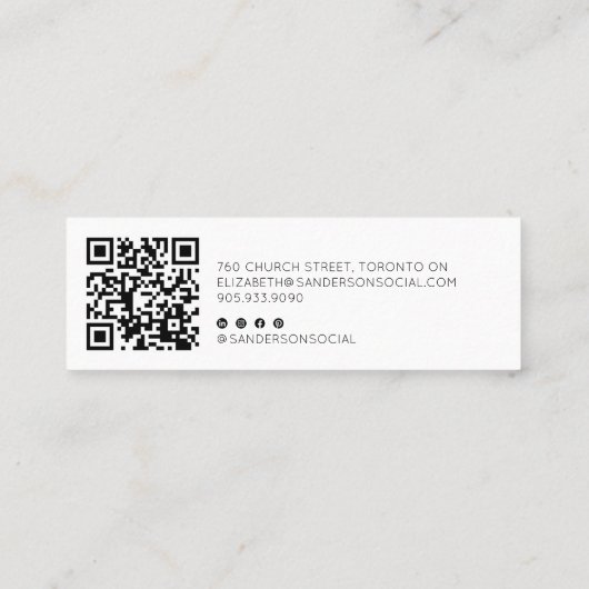 QRエレガントコード付きスミニマルクリプトスリム スキニー名刺 (裏面)