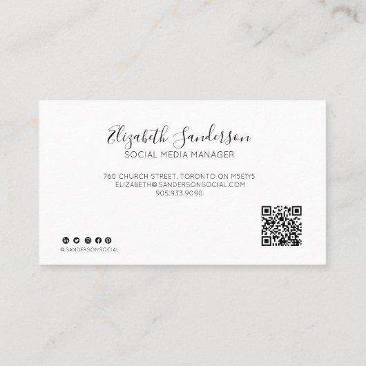 QRエレガントコーミニマルドの名刺のスクリプトを作成する 名刺 (裏面)