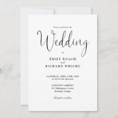 QRエレガントコーモダンドの白黒結婚値 招待状 (正面)