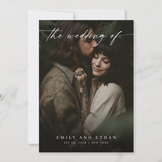 QRエレガントコーモダンドのMoody写真の結婚QR 招待状 (正面)