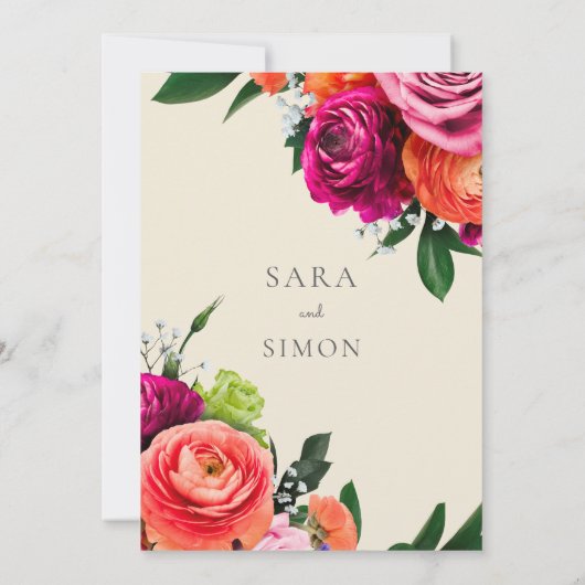 QRエレガントコーモダンドフローラ結婚 招待状 (裏面)