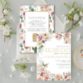 QRエレガントヴィンテージピンク金ゴールドフローラ18番目 招待状