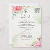 QRエレガント付き埃バラ結婚式招待状 招待状 (裏面)