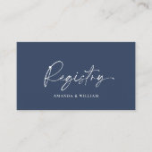 QRエレガント付き結婚ブルーのレジストリカード エンクロージャーカード (正面)