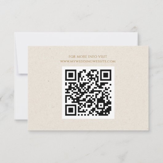 QRエレガント付き金ゴールドス結婚クリプトの詳細カード 出欠カード (裏面)