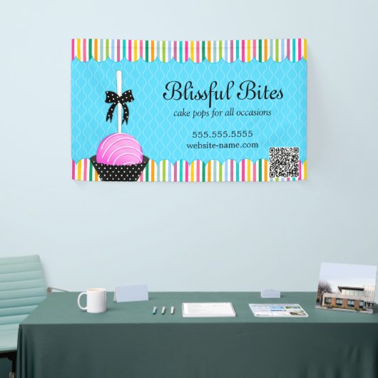 QRカラフルコーポップ・アートのド付きケーキ 横断幕 (トレードショー)