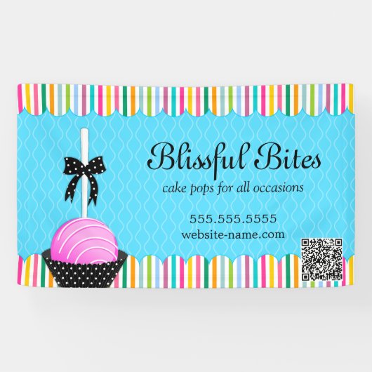 QRカラフルコーポップ・アートのド付きケーキ 横断幕 (横)