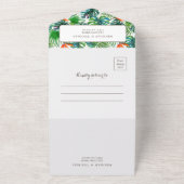 QRカラフルコー結婚ドRSVP付きトロピカル オールインワン招待状 (外側)