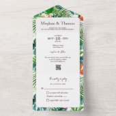 QRカラフルコー結婚ドRSVP付きトロピカル オールインワン招待状 (内側)