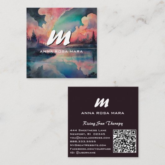 *~* QRカラフルモダン抽象芸術はっきりしたAP93 スクエア名刺 (正面/裏面)