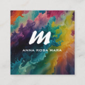 *~* QRカラフルモダン抽象芸術はっきりしたAP93 スクエア名刺 (正面)