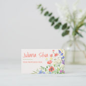 QRカラフル付き水色フローラ 名刺 (スタンド正面)