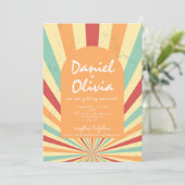 QRカラフル/フォト結婚式招待状付きレトロ 招待状 (スタンド正面)