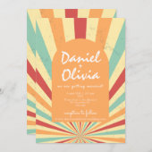 QRカラフル/フォト結婚式招待状付きレトロ 招待状 (正面/裏面)