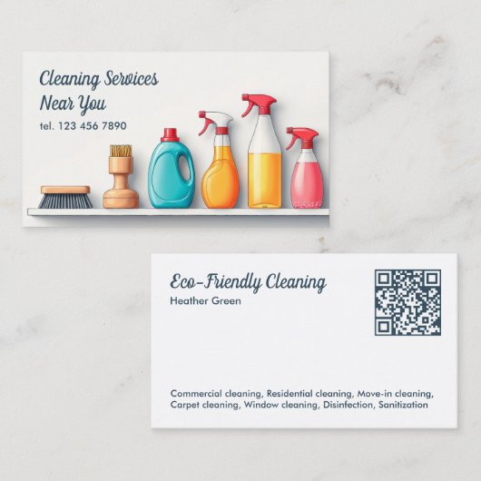 QRクリーニング清掃サービス 名刺 (正面/裏面)