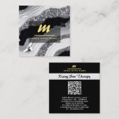 *~* QRゲート白黒金ゴールドグリッターイニシャルAP66 スクエア名刺 (正面/裏面)