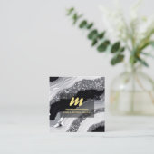 *~* QRゲート白黒金ゴールドグリッターイニシャルAP66 スクエア名刺 (スタンド正面)