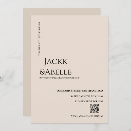 QRコエレガントード結婚式招待状 招待状 (正面/裏面)