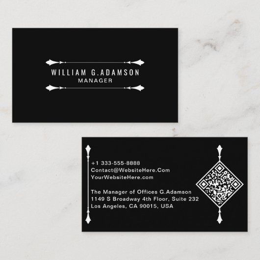 QRコエレガントード | プロフェッショナルモダンブラック 名刺 (正面/裏面)