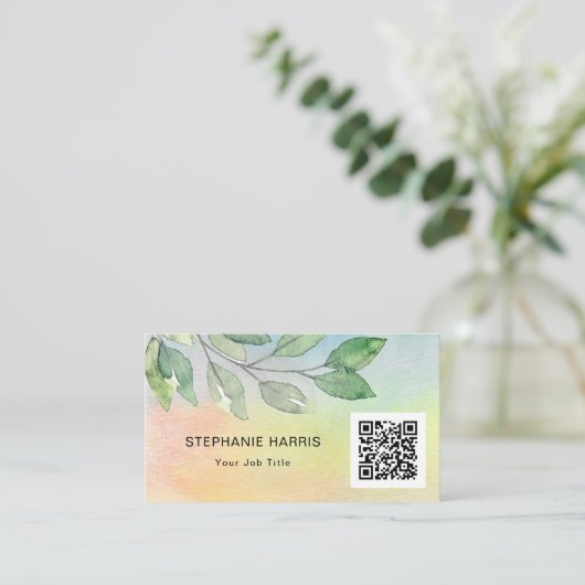QRコカラフルードの葉 名刺 (スタンド正面)
