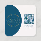 QRコシンプルード付きデザイン不動産仲介業者名刺 スクエア名刺 (正面)