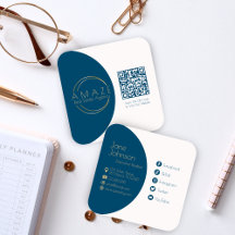 QRコシンプルード付きデザイン不動産仲介業者名刺