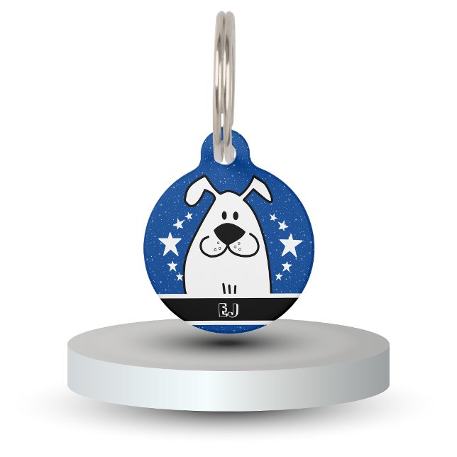 QRコパーソナライズされたード付き可愛いドッグドードルデザイン ペット　ネームタグ (Personalized Cute Dog Doodle Design with QR code Pet ID Tag)