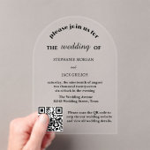 QRコモダンエレガントード予算のスクリプ結婚ト アクリル招待状 (インサイチュ (ポータブル))