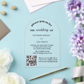 QRコモダンエレガントード予算のスクリプ結婚ト アクリル招待状 (インサイチュ (ウェディング))