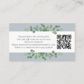 QRコモダンード付きユーカリ結婚式RSVP エンクロージャーカード (裏面)