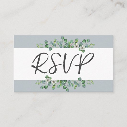 QRコモダンード付きユーカリ結婚式RSVP エンクロージャーカード (正面)