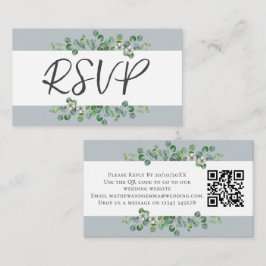 QRコモダンード付きユーカリ結婚式RSVP エンクロージャーカード