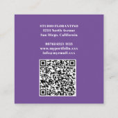 QRコモダンード付き四角ストライプ紫色の スクエア名刺 (裏面)