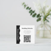 QRコモダンード白黒サイドウェーブフォト結婚ズ エンクロージャーカード (スタンド正面)