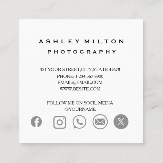 QRコモダンー付き角型写真用名刺 スクエア名刺 (裏面)