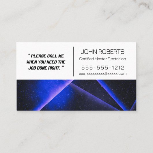 QRコーお洒落ドを使用したブルージオメトリ電気技師 名刺 (裏面)