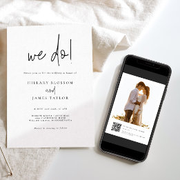 QRコーお洒落ドモダン写真結婚We Do 招待状