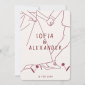 QRコーお洒落ドRSVPのイラストレーション結婚 招待状 (正面)