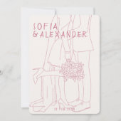 QRコーお洒落ドRSVPのイラストレーション結婚 招待状 (正面)