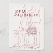 QRコーお洒落ドRSVPのイラストレーション結婚 招待状 (正面)