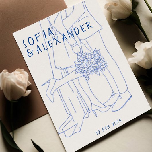 QRコーお洒落ドRSVPのイラストレーション結婚 招待状