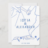 QRコーお洒落ドRSVPのイラストレーション結婚 招待状 (正面)