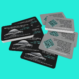 QRコーお洒落ドURLの詳細を示す高級車の自動車 名刺