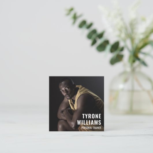 Qrコーはっきりしたドフィットネスパーソナルトレーナー スクエア名刺 (スタンド正面)