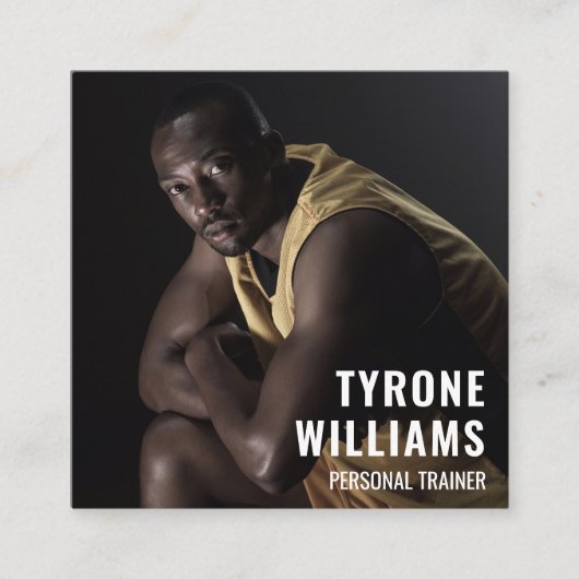 Qrコーはっきりしたドフィットネスパーソナルトレーナー スクエア名刺 (正面)