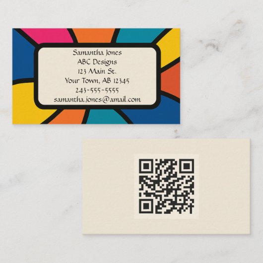 QRコーはっきりしたド芸術的のビジネ鮮やかス・カード 名刺 (正面/裏面)