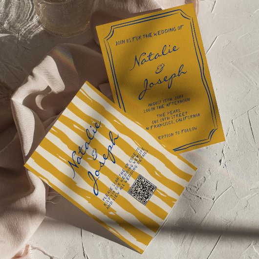 QRコーイタリアンドの手書のパイ結婚プ 招待状