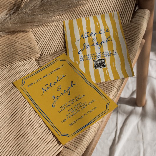 QRコーイタリアンドの手書のパイ結婚プ 招待状